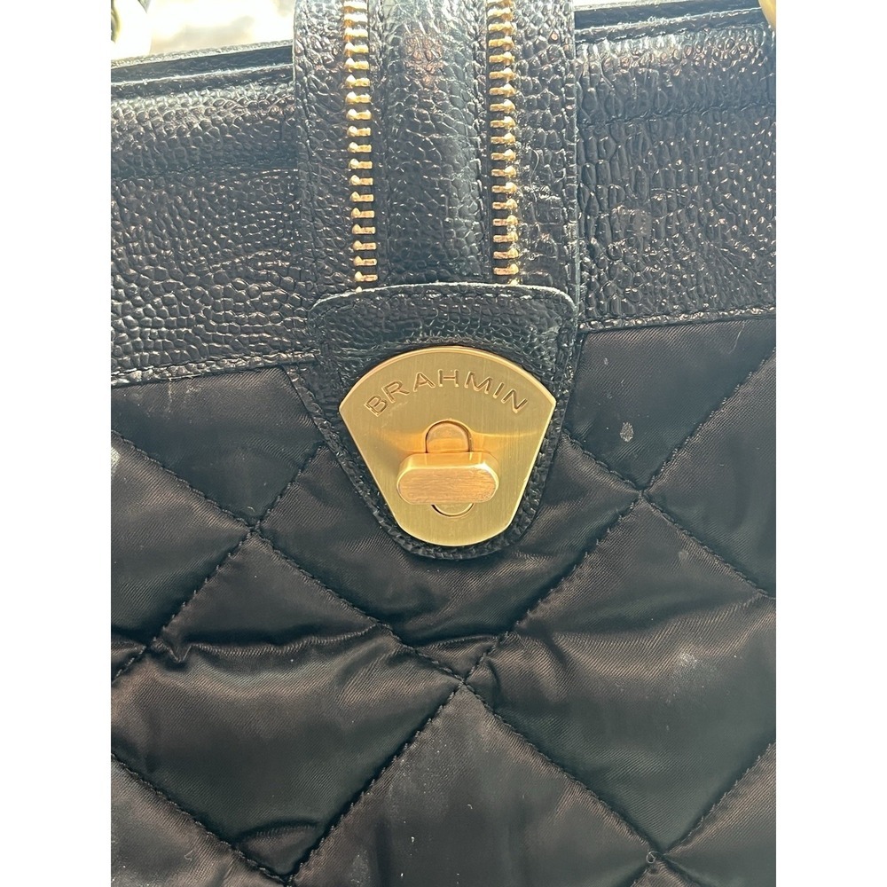 Brahmin Black Quilted Leather Briefcase - Picture 3 of 15